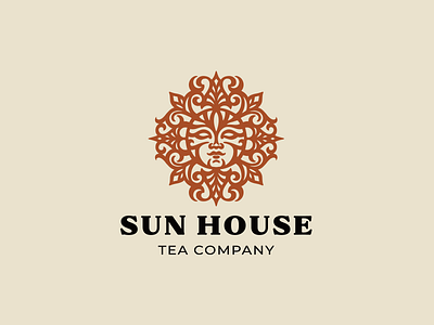 Sun house coffee illustration logo logotype nature ornament sun tea
