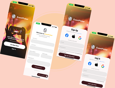 Event Discovery App app design event app ui