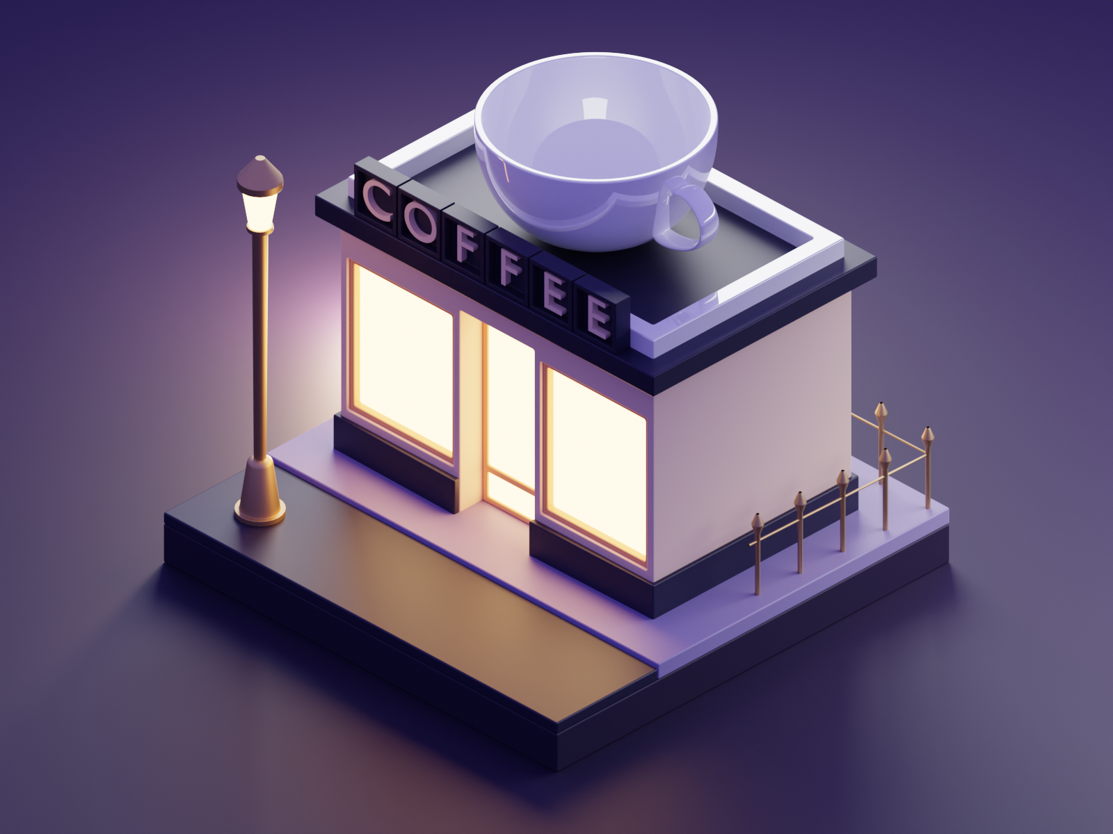 Coffee Shop Set BLENDER 3D Model Cycles 3D model