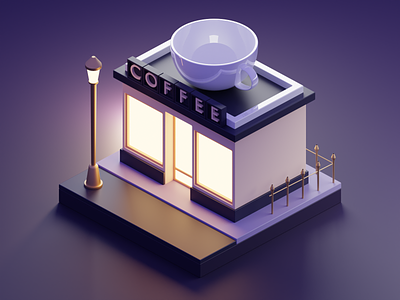 3D Model - Coffee Shop 3d 2023 3d isometric 3d model blender blender 3d dark 3d minimal 3d models 2023 render render 3d