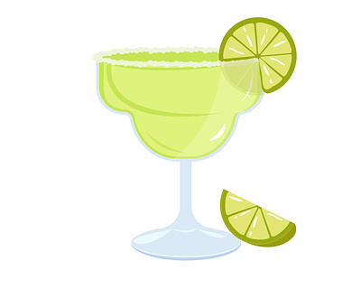 Glass with tequila and a slice of lemon. Vector illustration margarita