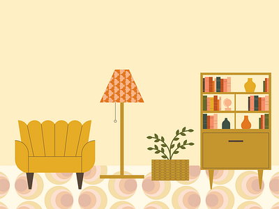 Furniture | 1960s interior 60s branding concept design editorial furniture graphic design illustration vector