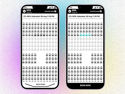 Seat selection screen for the Movie Ticket Booking App branding challenge illustration ui user research uxdesign