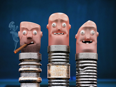 Eraser Heads 3d characters comic editorial expression funny humor illustration pencils rendering