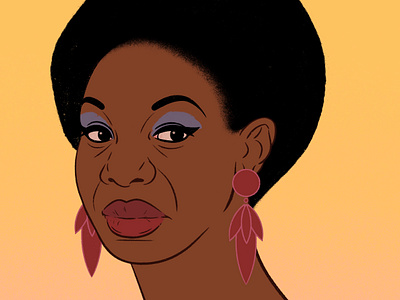 Nina Simone cartoon realism celebrity portrait flat colors flat colours illustration linework minimal music portrait musician portrait new zealand illustrator nina simone personal project portrait portrait illustration portraiture procreate soul spotify spotify cover