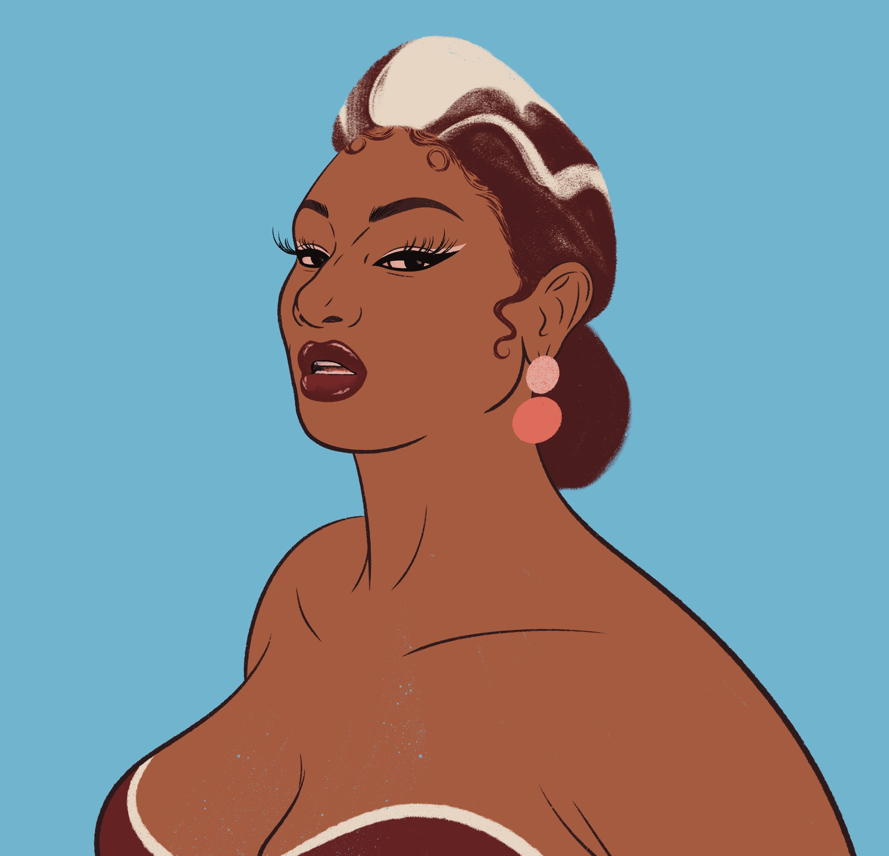 Dirrrty Rap: Megan Thee Stallion cartoon realism celebrity portrait flat colors hip hop illustration linework minimal portrait music portrait musician portrait personal project portrait illustration procreate rap portraits spotify spotify playlist