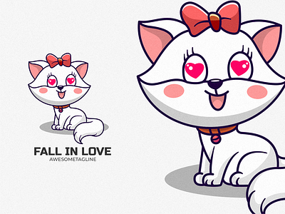 Cat character mascot cat character cute design illustration logo love mascot