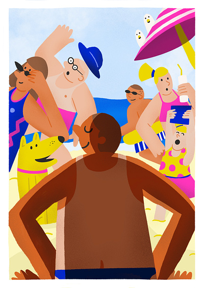 Beach Time beach characters colour digital drawing digital illustration drawing hand drawn illustration people procreate