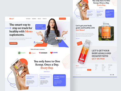 Landing page for Mono Supplements daily ui design healthy landing page homepage screen supplement supplement landing page ui design uiux website