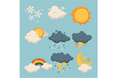 Weather Effects Illustration cloud cold illustration rain snow storm summer sunny vector weather