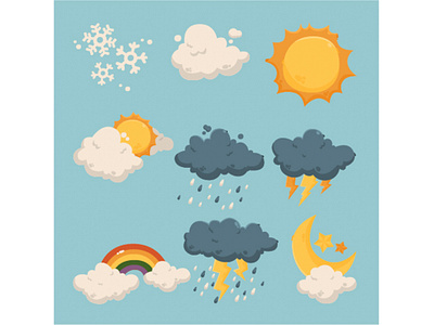 Weather Effects Illustration cloud cold illustration rain snow storm summer sunny vector weather