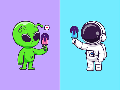 Eating Ice Cream Space🧑🏻‍🚀👽🍦 alien astroman astronaut character cold drink eating food ice cream icon illustration logo meal rainbow sky snack space sweet ufo