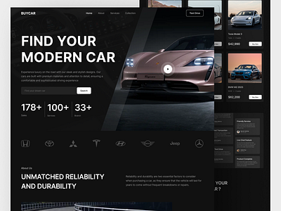 Buycar - Marketplace for Car Landing Shop audi branding car honda hyundai jeep landing page mercedes benz mitshubishi modern porsche reliability tesla testimonial toyota ui