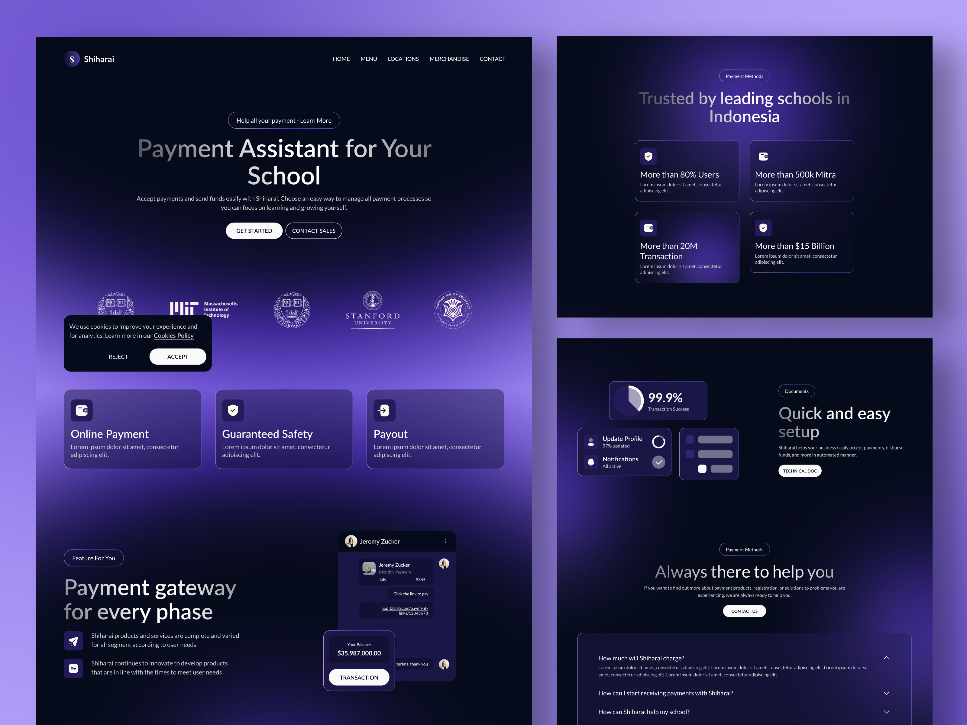 Shiharai - Payment Assistant assistant design glow gradient landing page payment saas schools ui ui ux uidesign website