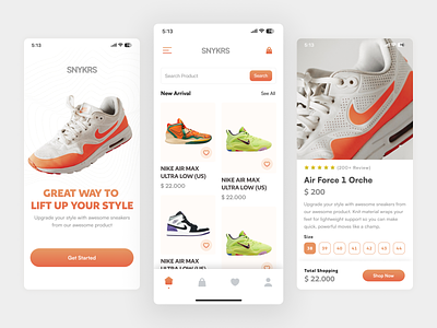 SNYKRS - Mobile E-Commerce ecommerce ecommerce design ecommerce mobile nike shoes sneaker ui ui design uiux