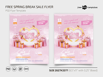 Free Spring Break Sale Flyer Template + Instagram Post (PSD) event events flyer flyers free freebie photoshop psd sale sales spring spring sale template templates