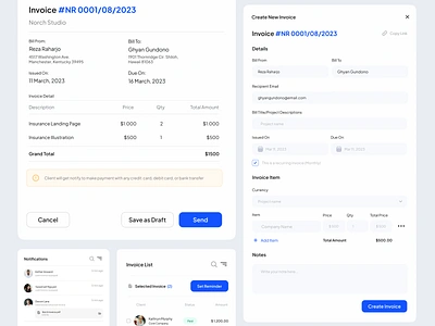 Invoicing & Billing Component app bill button component dashboard design field form input invoice modal payment ui