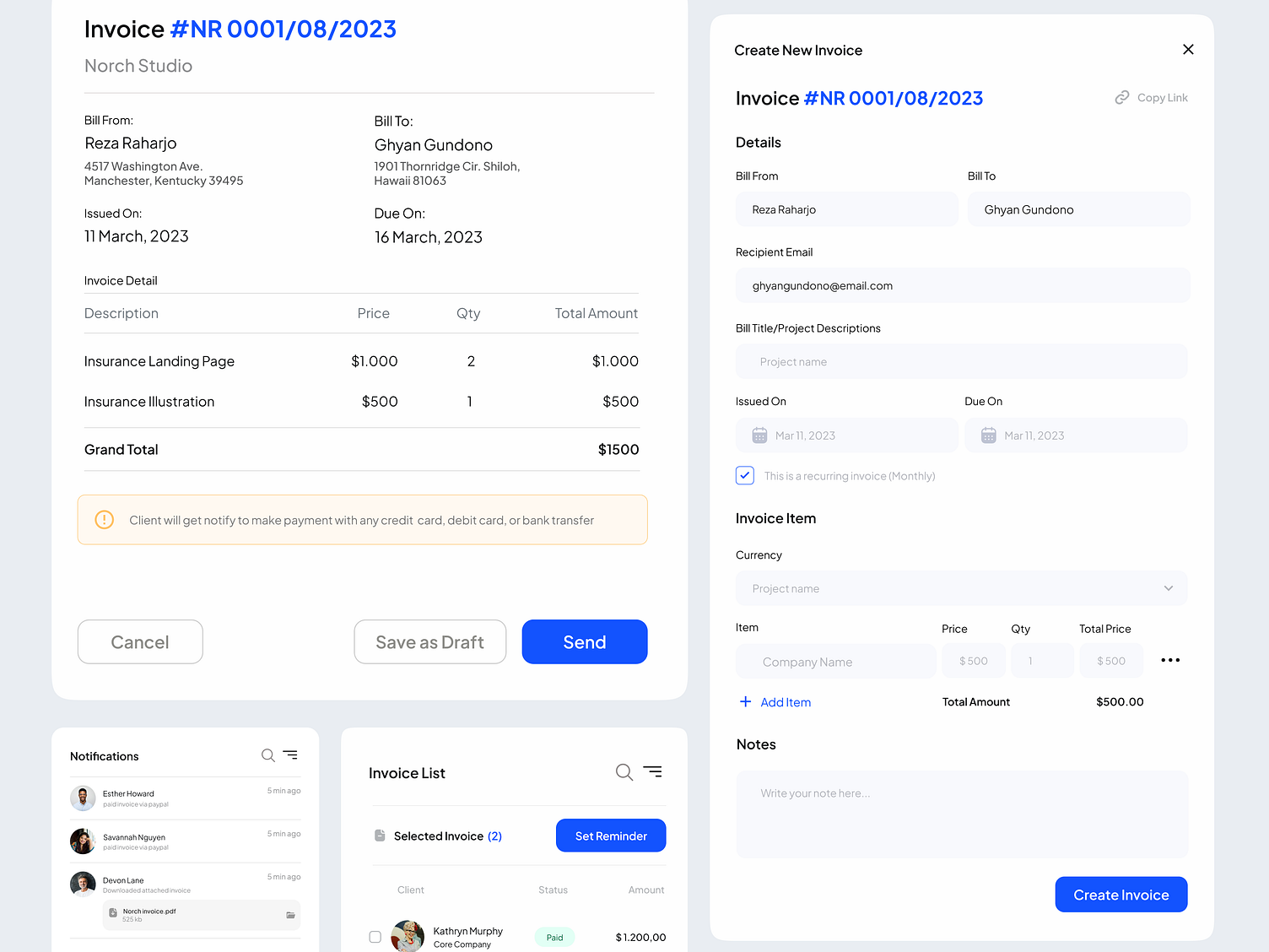 Invoicing & Billing Component by Reka Rahayu for Norch Studio on Dribbble