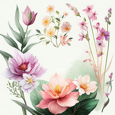 Amarilis Flower Watercolor Spring amarilis art flora flower leaves spring