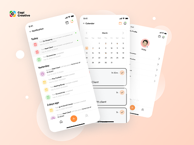 Productivity App - Mobile App UI Design Project app app design app ui design calendar mobile app notification productivity productivity app profile ui ui design