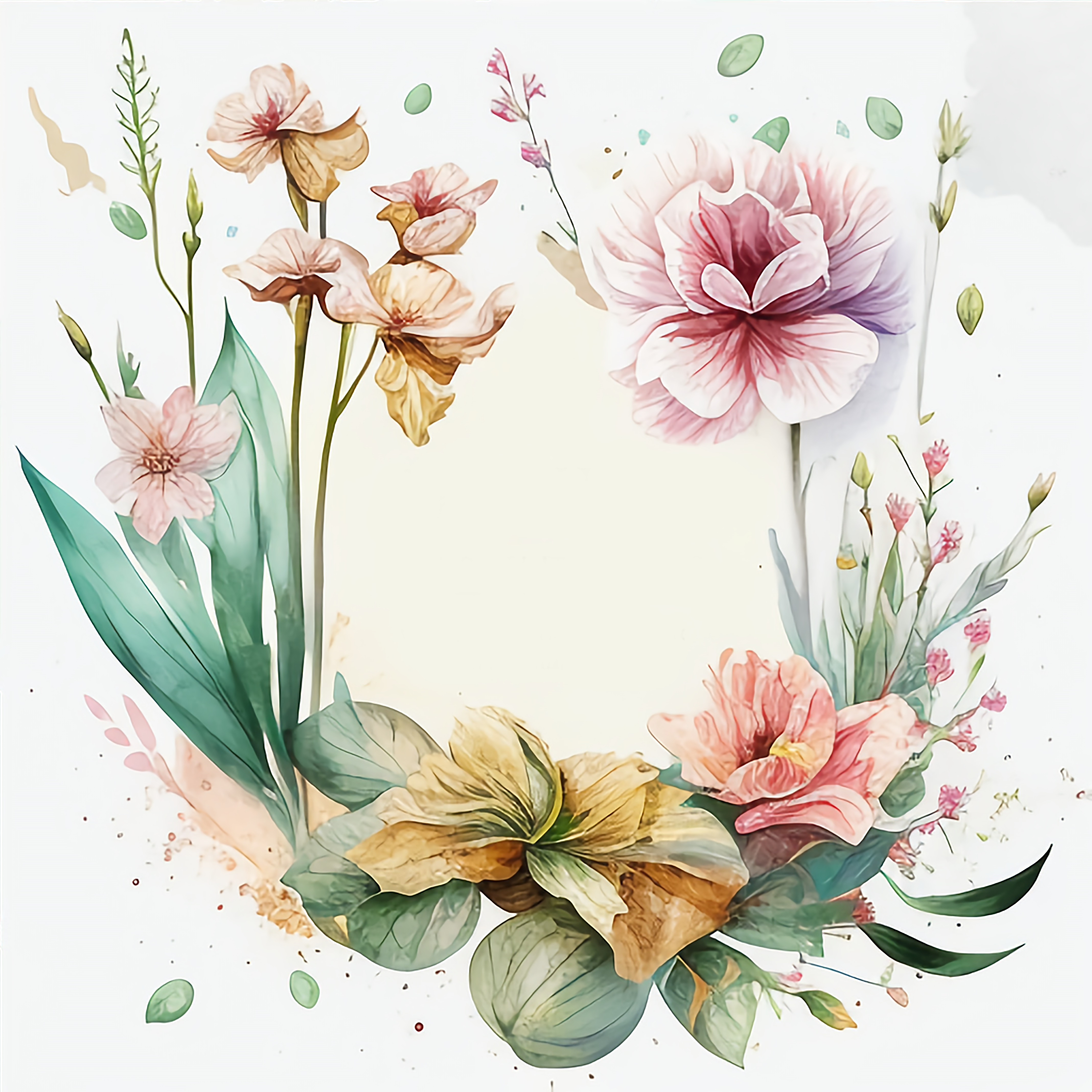 Amarilis Flower Watercolor Spring amarilis flora flower illustration leaves spring watercolor