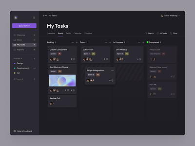 Project Management App - Kanban app board card clean cta dark desktop everyway figma kanban list management navigation project tabs task team ui ux web