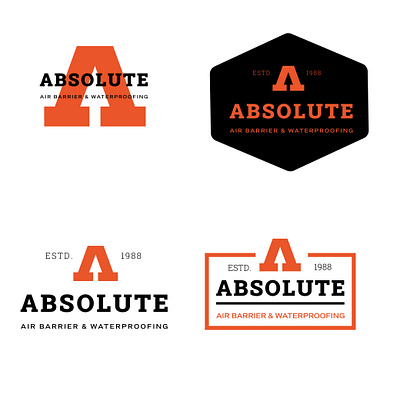 Logo Variations for Absolute-Waterproofing and Air Barrier a a logo design absolute logo design absolute shot on dribbble air barrier air barrier company logo brand design brand identity design branding construction branding construction logo designer design graphic design graphics letter a logo logo lockups logo variations typography vector