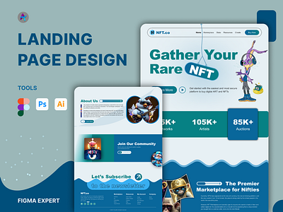 Landing Page Design in Figma crypto landing page landing landing page landing page design landing page ui nft landing page web design website