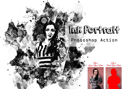 Ink Portrait Photoshop Action ink splash