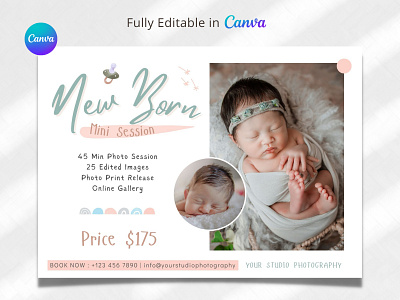 New Born Mini Session canva template mini session new born mini session