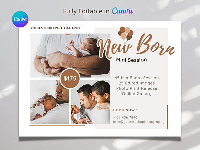 New Born Mini Session canva template mini session new born mini session