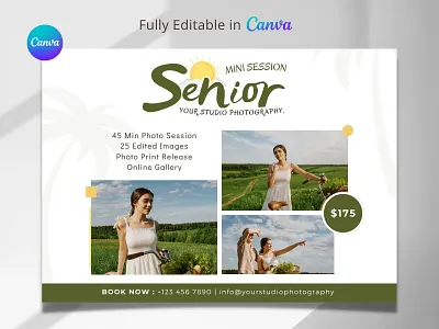 Senior Mini Session canva template mini session senior mini session