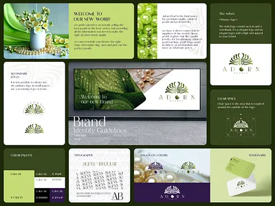 ADORN Brand Identity Guidelines abstract logo brand brand identity branding colorful logo design elegant logo gradient logo graphic design guideline jewelry logo logo logo design metal logo minimal logo pearls logo shop logo zeyox