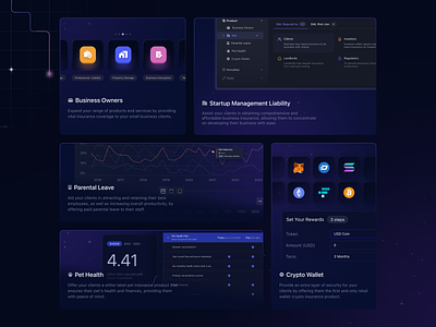 Shoor - Insurance Products Components ✨ card chart components coverage crypto wallet darkmode design elements finance graph health insurance insurance insurance app insurance management insurance products insurtech policy products ui ux