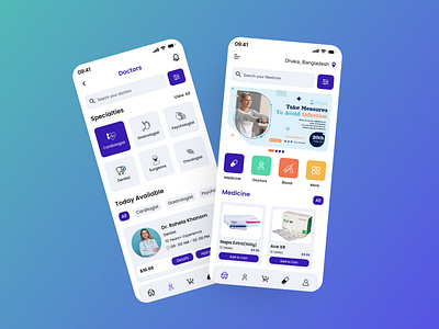 Health Care Apps UI Design (Home and Doctors screens) app design app ui design apps ui ux design delivery app ui doctor app hospital app design hospital website medical app medicine app ui