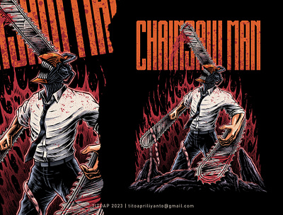 CHAINSAWMAN anime apparel artwork chainsawman digital illustration digitalart drawing graphic design illustration t shirt design