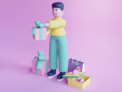 Presenting Gifts 3D Character 3d animation app branding design graphic design illustration logo mobile app motion graphics typography ui ux vector