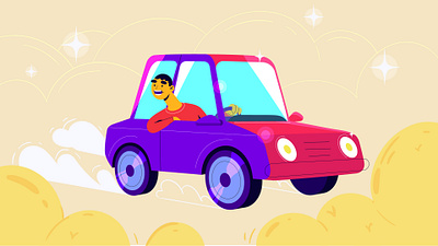 Happy journey 2023 boy car colorful design flat graphic design illust illustration journey motion graphics ride