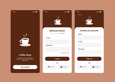 Login and signup screens|Dailyui challenge#01 coffee shop signup screen login and signup screens login screen signup screen