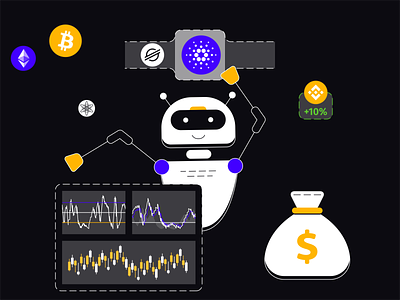 Acebot animation - automatic cryptocurrency trading 2d animation animation animation 2d app bot crypto cryptocurrency gif gif animation json lottie motion motion graphics robot trading ui ux web