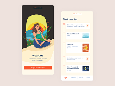 Meditation App app application calm clean design health illustration illustrator interface lifestyle meditation mental health mindfulness mobile ui ui design wealness yoga