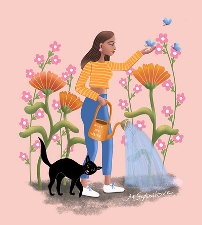 Flower Love graphic design illustration