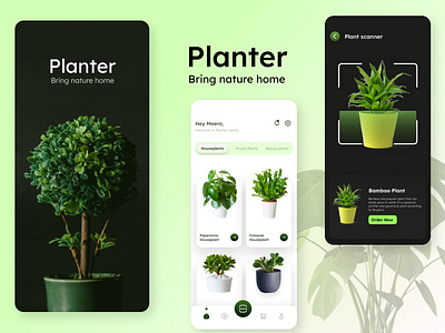 Planter - A plant shopping app ui app app design app uiux applicatiodesign figma graphic design plant app ui plantapp ui uiux