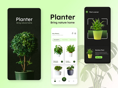 Planter - A plant shopping app ui app app design app uiux applicatiodesign figma graphic design plant app ui plantapp ui uiux
