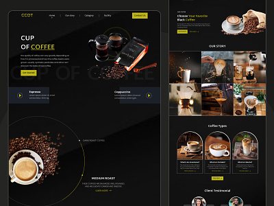 Coffee Website 3d animation branding cafe website coffee coffee hero section coffee websikte dark theme design gallery graphic design logo motion graphics our story section testimonial ui website websitedesign