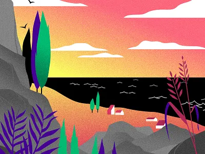 Crimea affinitydesigner futuristic illustration landscape nature neon vector