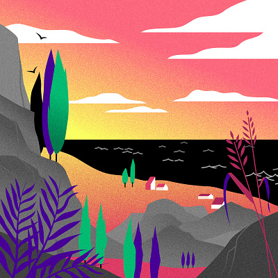 Crimea affinitydesigner futuristic illustration landscape nature neon vector