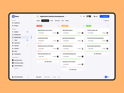 Kanban Desk - Revu UI Kit admin agile app dashboard design desk example inspiration kanban management product design productivity project saas software tool ui ui design ui kit ux