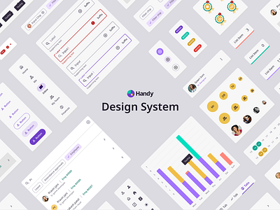 Handy Design System clean color components dashboard design design system graphic design hrm interface library product typography ui ux web