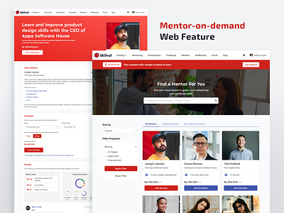 Mentor-on-demand Web Feature clean design red saas ui ui ux web web design